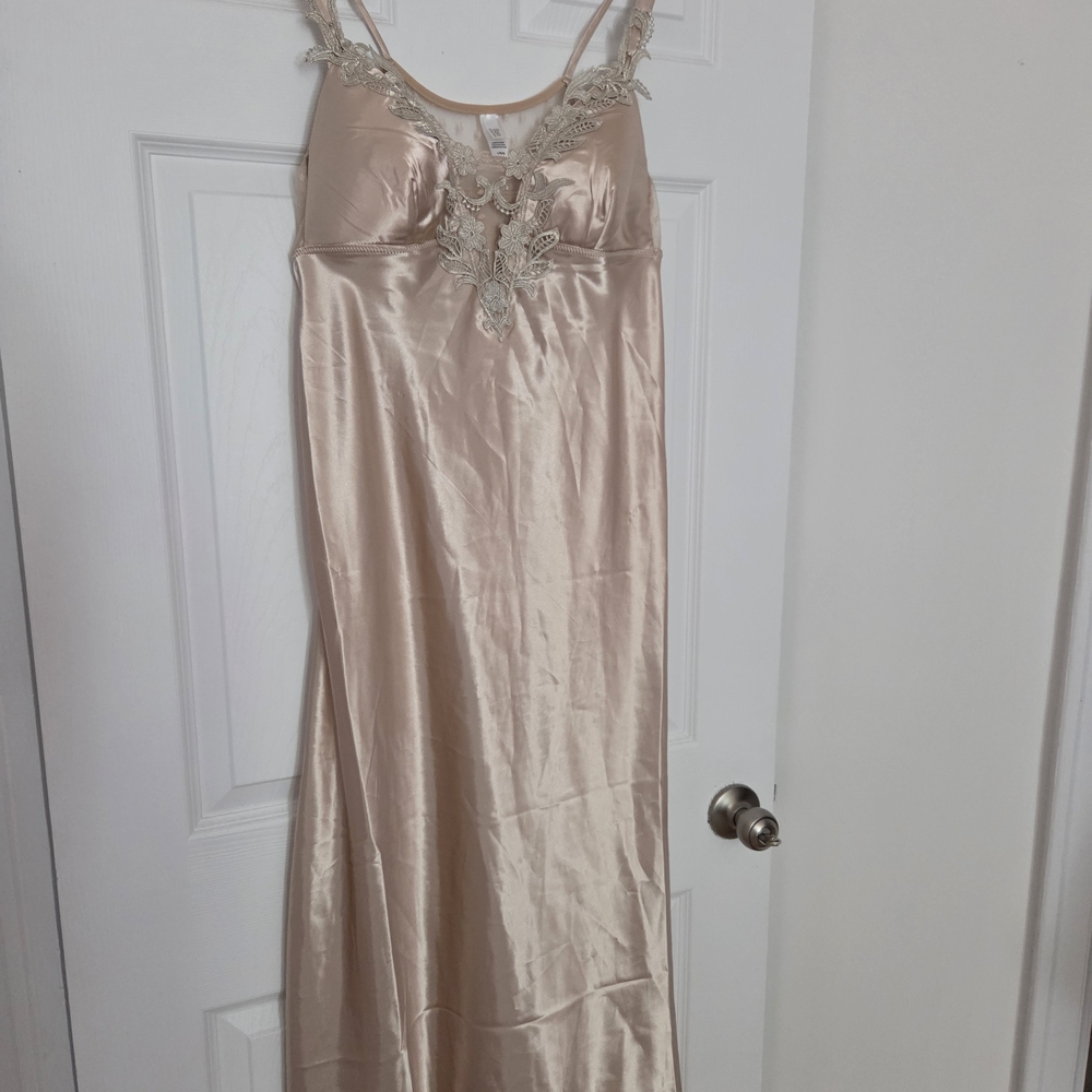 Flora Nikrooz Satin Gown with Lace Accents